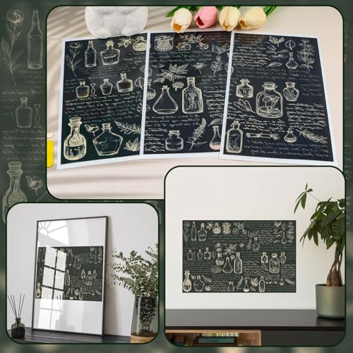 WANDIC 3 Sheets Rub On Transfer Stickers, Retro Herbs Pattern Waterproof Decals Furniture Craft Embellishments for DIY Scrapbooking Photo Albums,15 * 30cm - color: Herbs