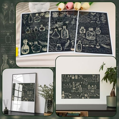 WANDIC 3 Sheets Rub On Transfer Stickers, Retro Herbs Pattern Waterproof Decals Furniture Craft Embellishments for DIY Scrapbooking Photo Albums,15 * 30cm - color: Herbs