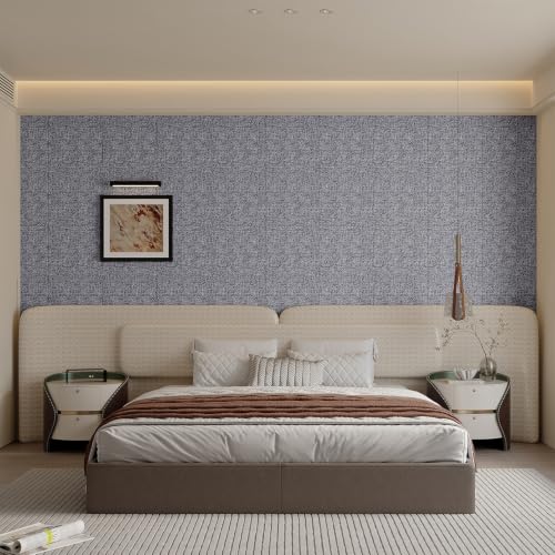 Yutianli 3D Wall Panel Peel and Stick Soundproof Foam Linen Wall Cloth Grey 16.7"x118" Self-Adhesive Decorative Wallpaper Anti-Collision Wall Padding - color: Gray