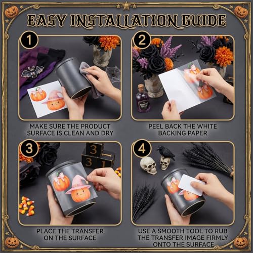 Harloon 15 Sheets Pastel Halloween Ghost Rub on Transfers for Crafts - style: Classical Ghost