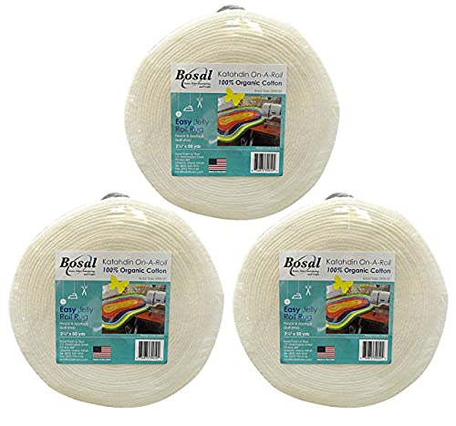 Bosal Katahdin On-A-Roll Organic Cotton Batting 2-1/4 inches by 50 Yards, 3 Pack - size: 3 Pack