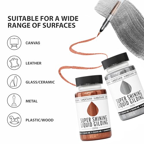 KAMENSKAYA Liquid Bronze Leaf Paint - Alcohol Based Fast Drying Bronze Liquid Leaf, 3.38 fl oz (100 ml) - color: Bronze, size: 3.38 Fl Oz (Pack of 1)