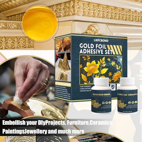 Gold Leaf Kit, Gold Leaf Sheets for Art Gilding Adhiseve Set