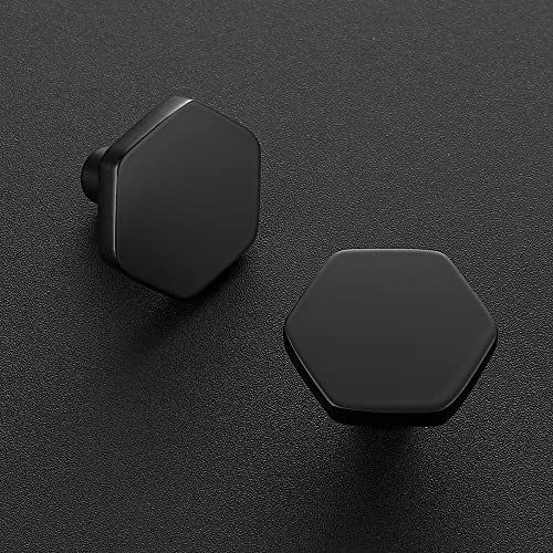 Matte Black Cabinet Knobs 1.1 in Hexagon 15 Pack Solid Kitchen Hardware - color: Matte Black