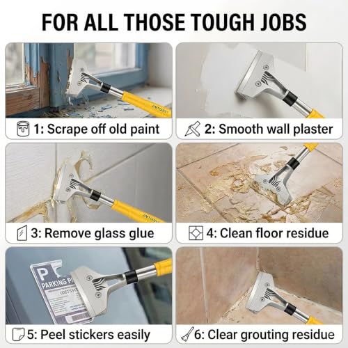 Razor Blade Scraper 4-Inch Floor Scraper Built-in Screwdriver - color: Yellow Razor Blade Scraper