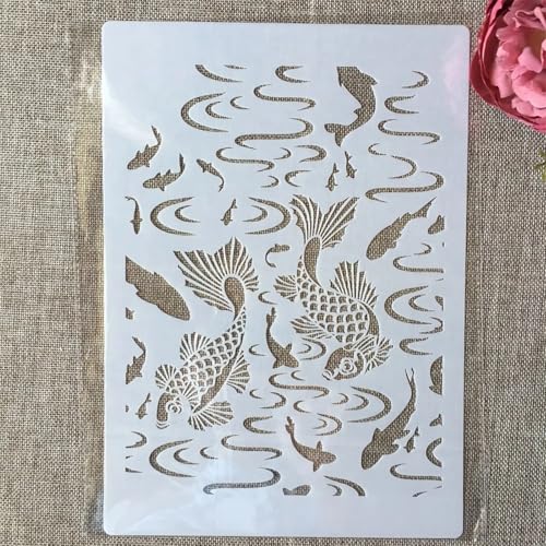 TIAMECH A4 Reusable Double Fish Stencil for Painting - style: Double Fish