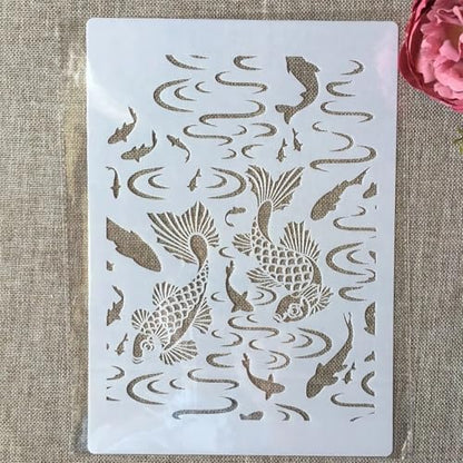 TIAMECH A4 Reusable Double Fish Stencil for Painting - style: Double Fish