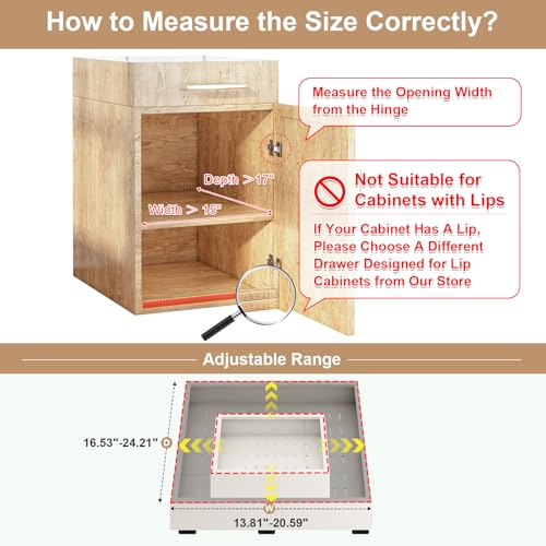 Fokyfok Pull out Cabinet Organizer,14"-21"W,17"-24"D,Expandable,Adhesive - color: White, size: (14"W-21"W)X(17"D-24"D)
