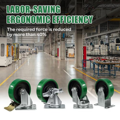 4" Industrial Caster Wheels, Heavy Duty Casters, Premium Thick Polyurethane Tread Cast lron Center, Non-Marking, for Cart, toolboxes, Set of 2,Total Load Capacity 900 LBS(2 Total Lock Brake) - style: 2 Total Lock Brake