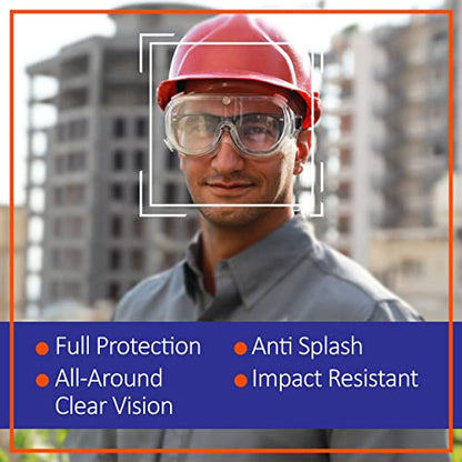 UNCO- Safety Goggles Over Glasses, Protective Goggles, Anti Fog, Work, Safety Glasses Over - color: Clear Adjustable, size: 1 Pack