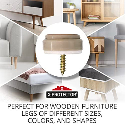 Chair Glides X-PROTECTOR –8 PC 1" Furniture Glides – Screw-On Chair Sliders - size: 1 inch (8 pieces) - Beige