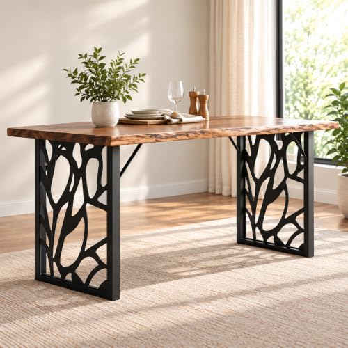 Counter Height Table Legs 36 inch, Metal Dining Table Base, Heavy Duty Desk Legs,Industrial Modern Furniture Legs Set of 2 with Laser Engraving Design (B) - color: B