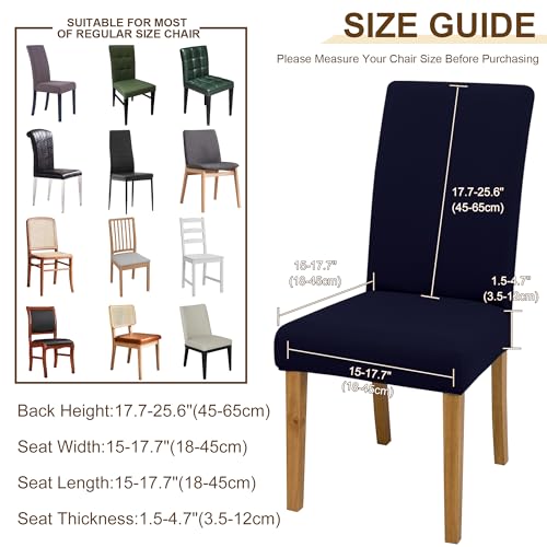 Dining Chair Covers, Dining Room Chair Cover Set of 4 - color: Milk Silk Navy Blue, size: 4