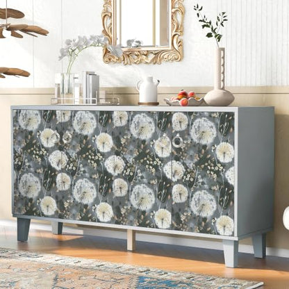 Nukofal Dandelion Wallpaper Peel and Stick Floral Wallpaper 16.9"x196.8" - color: Dark Gray, size: 16.9" x 196.8"