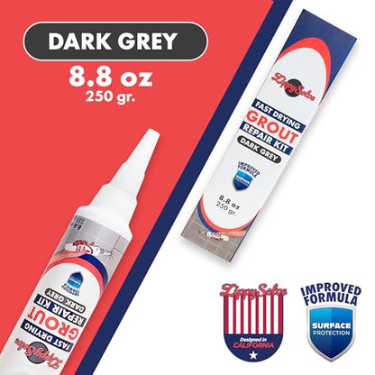 ZippySolve Tile Grout Repair Kit, Refresh Tile (8.8oz Dark Grey/Anthracite) - color: Dark Grey / Anthracite