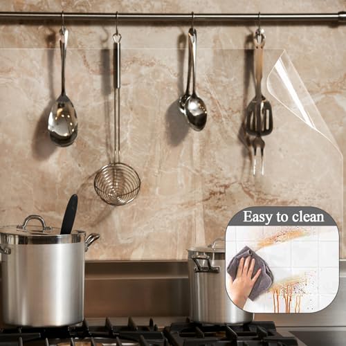 Clear Contact Paper Oil Proof Waterproof Wallpaper for Kitchen Backsplash - size: 23.6"W x 196"L