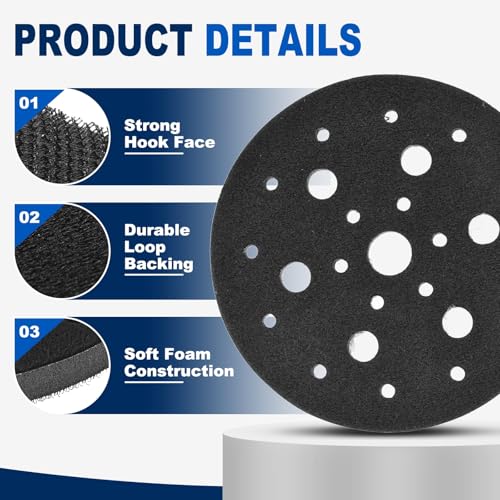 5Pcs 6 Inch Interface Pads, 25 Hole Foam Sanding Pads - size: 25 Hole