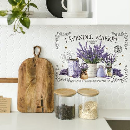 OLYCRAFT 3pcs/Set Lavender Bee Rub on Transfers for Furniture and Crafts 6x12 Inch Lavender Market Furniture Decals Purple Flower Transfer Stickers Rub on Decals for Wood Furnitures Home Decor - style: Lavender