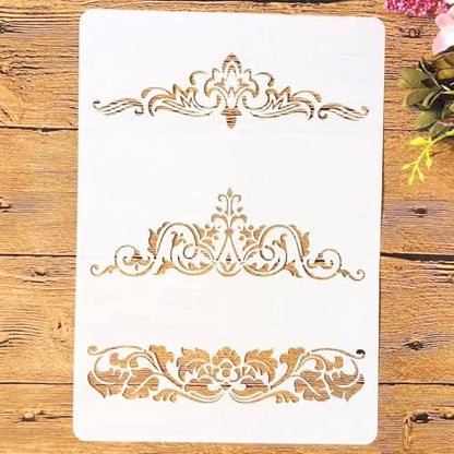 TIAMECH A4 Reusable Border Edge Flower Stencil for Painting - style: Border Edge Flower
