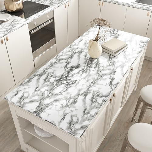VEELIKE Modern Black and White Marble Contact Paper for Countertops Waterproof Peel and Stick Countertops 24''x118'' Self Adhesive Vinyl Countertop Contact Paper Marble Wallpaper for Kitchen Bathroom - size: 24''x118''