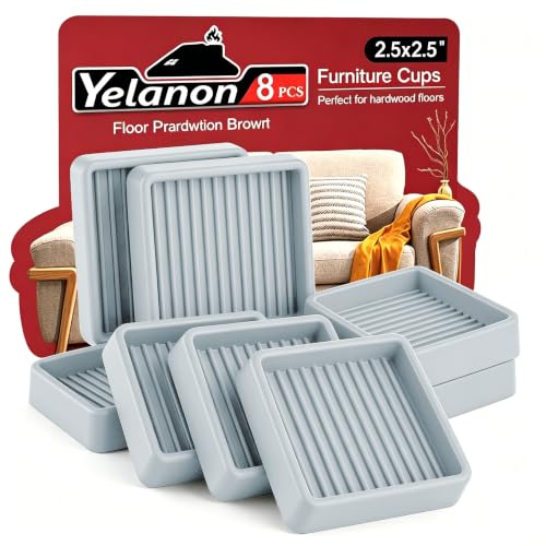 Non Slip Furniture Pads for Hardwood Floors -Yelanon 8Pcs 2.5” Coasters Cup - color: 8pcs2.5"square Gray