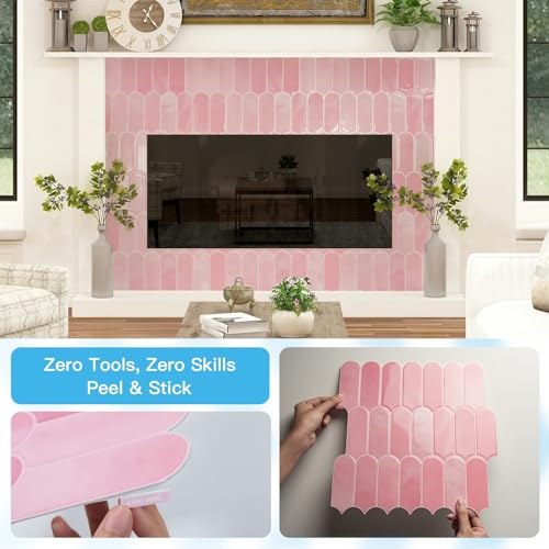Art3d 10-Pack Arrowhead Design Wall Tile, Peel and Stick Backsplash, Pink - color: Pink