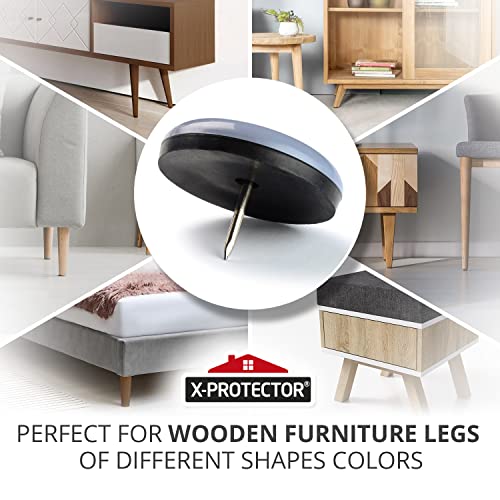 Chair Glides X-PROTECTOR – 1.5" Furniture Glides 16 pcs – Best Nail on - size: 1.5" 16 PCS Grey
