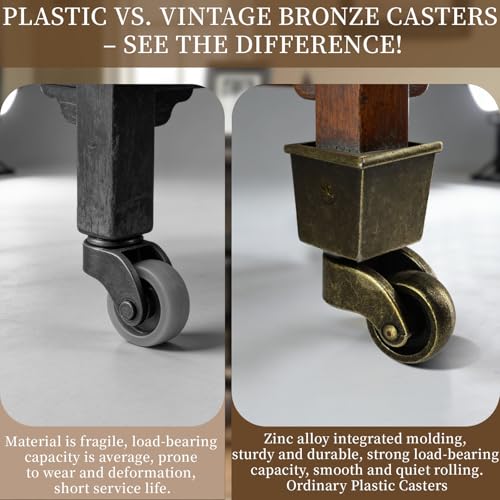 Semetall 4PCS Swivel Caster Wheels Square Cup Furniture Castors (Bronze) - style: A-009