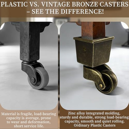 Semetall 4PCS Swivel Caster Wheels Square Cup Furniture Castors (Bronze) - style: A-009