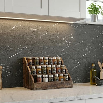 40-Sheet Flexible Stone Peel and Stick Backsplash Tile, 3" x 11.8" Black Marquina MCM Modified Clay Material Wall Covering, Subway Texture Self-Adhesive Wall Tiles for Kitchen Bathroom Fireplace - color: Black Marquina