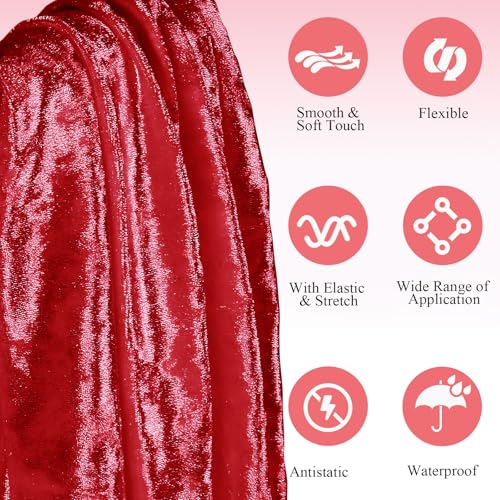 1 Yard 63" Wide Red Stretch Crushed Velvet Fabric - color: Red, size: 1 Yard