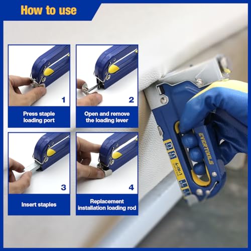 Heavy Duty Manual Staple Gun for Upholstery and Wood, 4-in-1