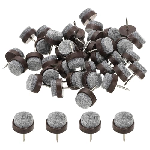 PATIKIL 17 mm Nail-on Felt Pads 40Pcs Round Felt Furniture Sliders Brown - color: Brown, size: 17 mm