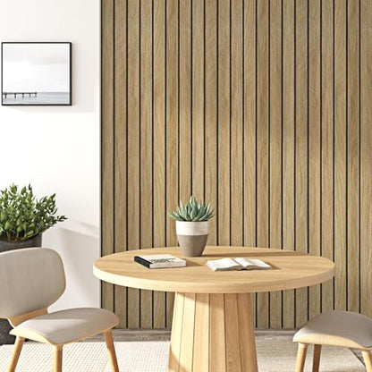 Wallercity Brown Peel & Stick Soundproof 3D Wood Slat Wall Panels for Walls - color: Brown, size: 23.6'' x 197''