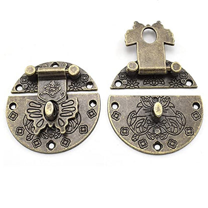 SDTC Tech Antique Butterfly Pattern Round Hasp Latch and Oval Hinges Kit - color: With padlock hole
