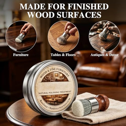 Botou Furniture Balm, Wood Scratch Repair & Polishing Wax, Natural Wood Conditioner for Furniture Table Countertop, Prevent Cracking & Restore Luster, 3.52oz/1 Set