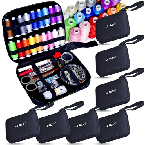 Sewing Kit with Case Portable Sewing Supplies for Home Traveler, Adults, Beginner, Emergency, Contains 18 Sewing Thread, Scissors, Needles, Measure etc,Black(7 Pack) - color: Black, size: 7 Pack