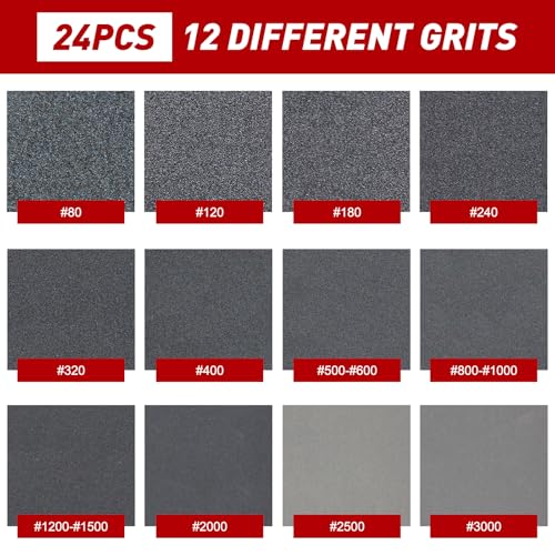 24 PCS Sanding Sponge Block 800-1000 Grit Wet Dry Sandpaper for Wood Metal - color: 800-1000g, size: 24 Pcs