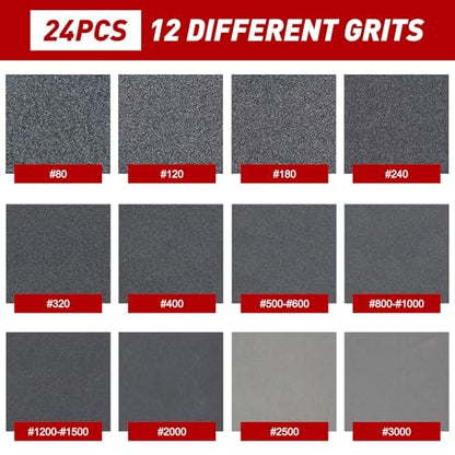 24 PCS Sanding Sponge Block 800-1000 Grit Wet Dry Sandpaper for Wood Metal - color: 800-1000g, size: 24 Pcs