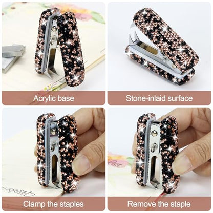 MultiBey Bling Acrylic Staple Remover with Metal Jaws, Black Gold - color: Black Gold