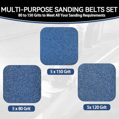 3x21 Inch Sanding Belts 15 Pcs (3 Grit, 5 Each of 80, 120, 150 Grits) Heavy Duty Belt Sander Zirconia Belt Sander Paper for Wood, Metal, Stainless Steel, Automotive, and Furniture - style: 80/120/150 Grits-15 PCS