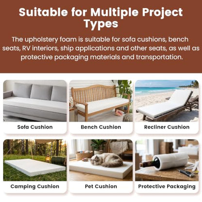 Upholstery Foam 3" x 24" x 72", 1PC High Density ﻿Foam Couch Padding - size: 3" x 24" x 72"