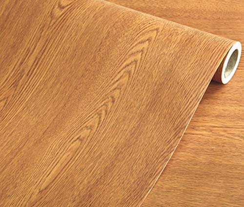 TOOLDECO Peel Stick Wood Grain Wallpaper Countertop Paper Funitures Decorative Vinyl Sticker (15.8X79Inch, Light orange shade) (15.8Inch*79Inch) - size: 15.8"W x 79"L