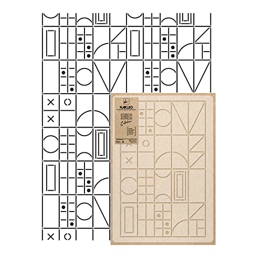 NAKLEO Wall Painting Stencil Large Size, 23,2”x37,4” Geometric Tiles Lines Figure Reusable Plastic Template, Geometric Pattern Wallpaper, DIY Home Decor Craft Wood Floor Furniture - color: Geometric Tiles