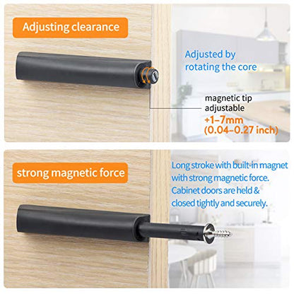 Magnetic Push Open Latches for Cabinet Doors 10 Pack Dark Grey Recessed Cabinet Doors Push to Open Cabinet Hardware Kitchen Push Touch Release Latches - color: dark grey 10 pack