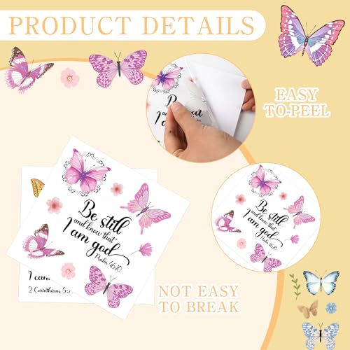 12 Pcs Bible Verses Rub-On Transfers for Furniture & Crafts - style: Bible Verses; Butterfly