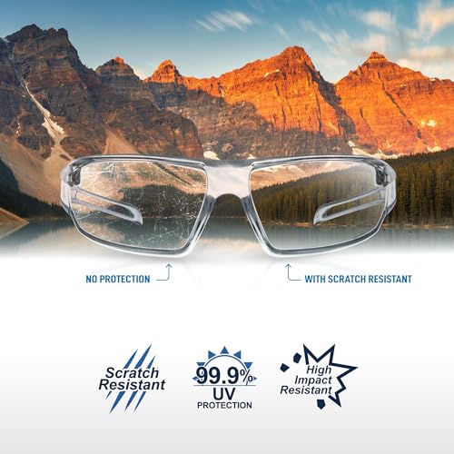 GE Safety Glasses Eye Protection - UV Shield Lenses Scratch-Resistant Clear