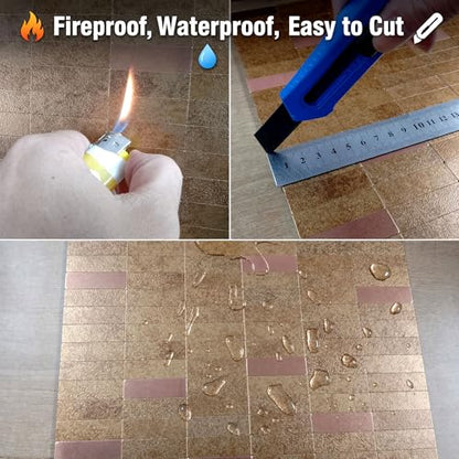XUANINY Peel and Stick Tile Backsplash Self- Adhesive Wall Tiles Aluminum Mosaic Sticker for Kitchen (11.33"x11.92" Per Sheet, Pack of 10 pcs) (Golden Yellow 10) - color: Golden Yellow 10