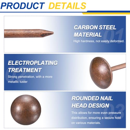 Carbon Steel Upholstery Tacks 3/4" x7/8" 50 Pcs Red Bronze - color: Red Bronze, size: 3/4" x 7/8"
