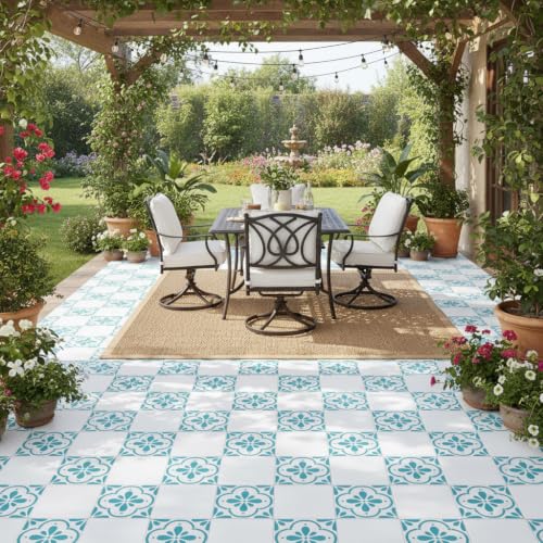 2-Pack 12" x 12" Large Reusable Floor Tile Stencils for Painting, Boho